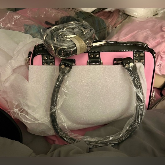 NWT - Current Mood Wicked Way Chain Stuffed Mini Duffel Bag Pink - Picture 7 of 9